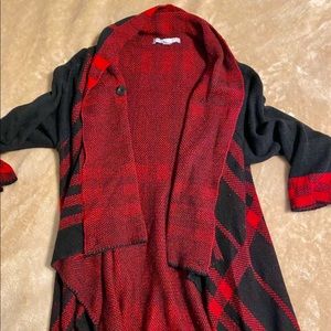 Black and red cardigan